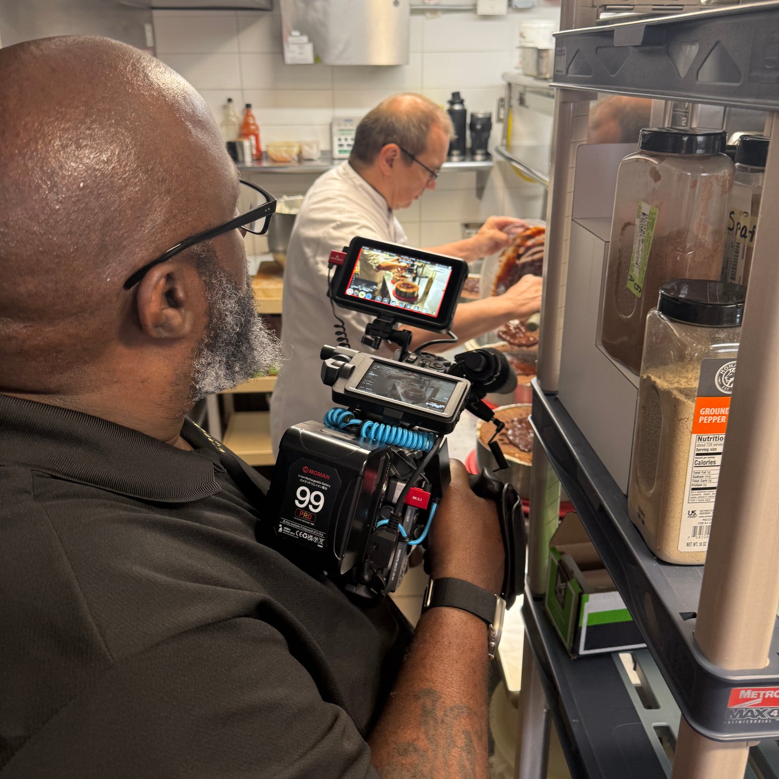 Craig Kilgore filming at Schmankerl Stube restaurant in Hagerstown MD